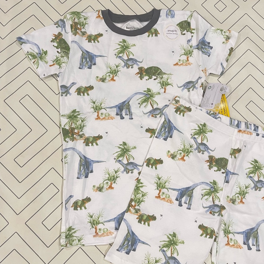 NWT Burt's Bees Kids Dinosaur Pajama Set - Picture 2 of 9